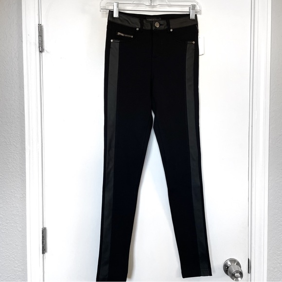Denim - Leather jeggings pants